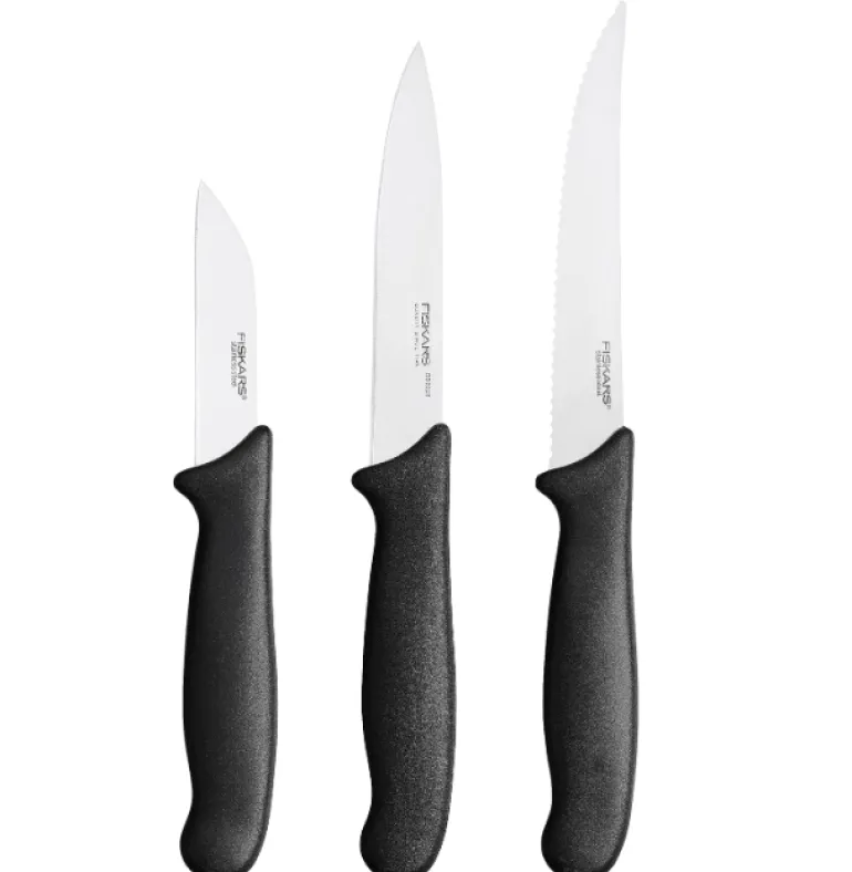 FISKARS ESSENTIAL Komplet 8 noży (kuchenne +Szefa +do warzyw) w pudełku / stal nierdzewna HRC 53