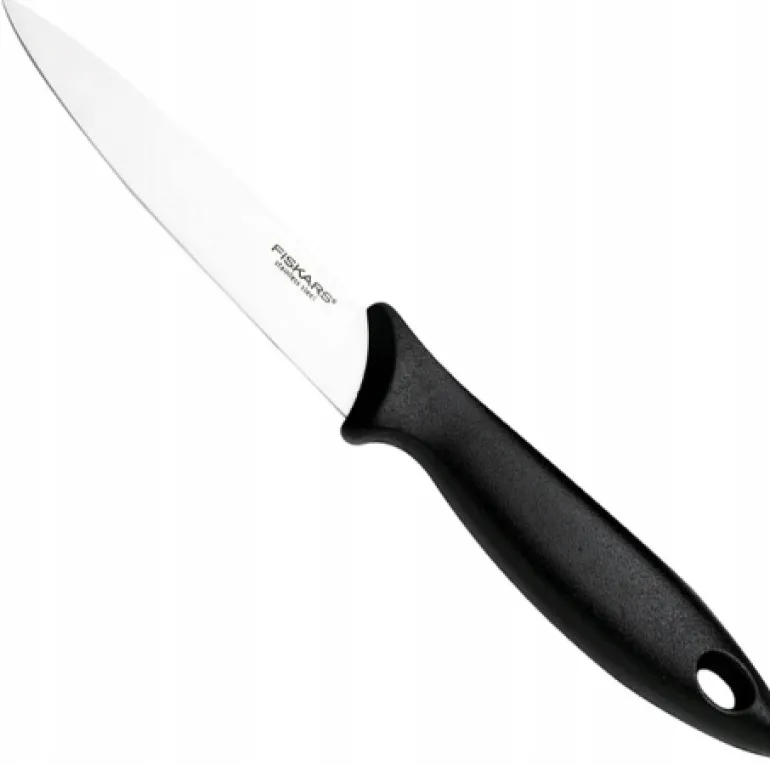 FISKARS ESSENTIAL Komplet 5 noży (kuchenne +do warzyw) w pudełku | stal nierdzewna HRC 53 + Ostrzałka ESSENTIAL