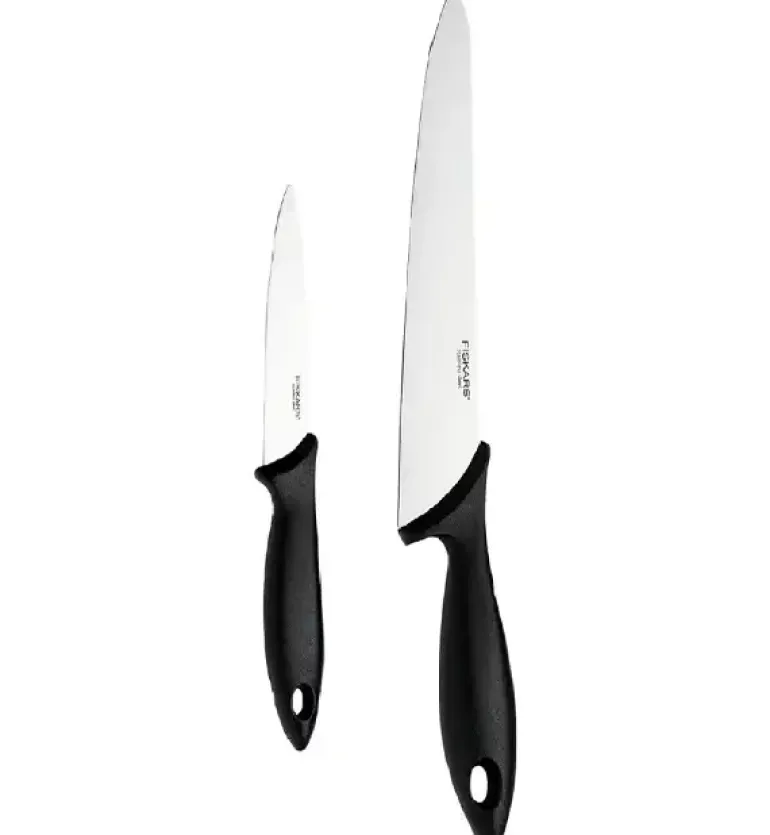 FISKARS ESSENTIAL Komplet 11 noży (kuchenne +Szefa+do obierania+do warzyw) w pudełku + Ostrzałka + Skrobaczka ESSENTIAL