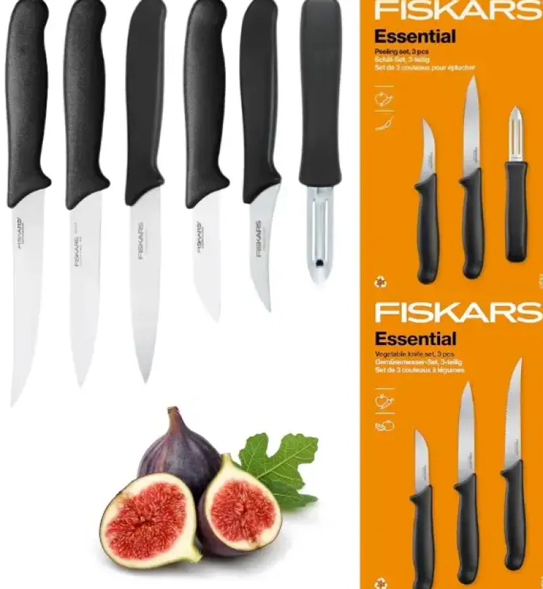 FISKARS ESSENTIAL Komplet 6 noży (do warzyw i do obierania) / stal nierdzewna HRC 53