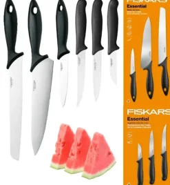 FISKARS ESSENTIAL Zestaw 6 noży (kuchenne +do warzyw) w pudełku / stal nierdzewna HRC 53