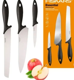 FISKARS ESSENTIAL Zestaw 3 noży kuchennych / stal nierdzewna HRC 53