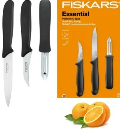 FISKARS ESSENTIAL Zestaw 3 noży do obierania / stal nierdzewna HRC 53