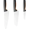 FISKARS FUNCTIONAL FORM 1057555 Komplet 3 noży w bloku czarnym + ostrzałka Fiskars Essential
