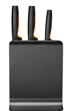 FISKARS FUNCTIONAL FORM 1057555 Komplet 3 noży w bloku czarnym + ostrzałka Fiskars Essential