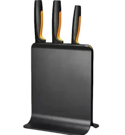 FISKARS FUNCTIONAL FORM 1057555 Komplet 3 noży w bloku czarnym + ostrzałka Fiskars Essential