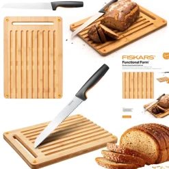 FISKARS FUNCTIONAL FORM 10577561+1057551 Komplet 4 noży kuchennych + deska do krojenia 35x25 cm w pudełku