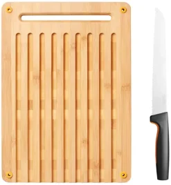 FISKARS FUNCTIONAL FORM 10577561+1057551 Komplet 4 noży kuchennych + deska do krojenia 35x25 cm w pudełku