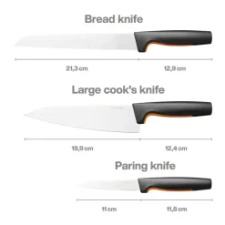 FISKARS FUNCTIONAL FORM 1057559 Komplet 3 noży kuchennych STARTER SET w pudełku / stal nierdzewna