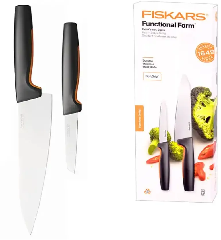 FISKARS FUNCTIONAL FORM 1057556+1057557+1057564 Komplet 8 noży kuchennych (3+2+3) FAVOURITE SET w pudełku / stal nierdzewna