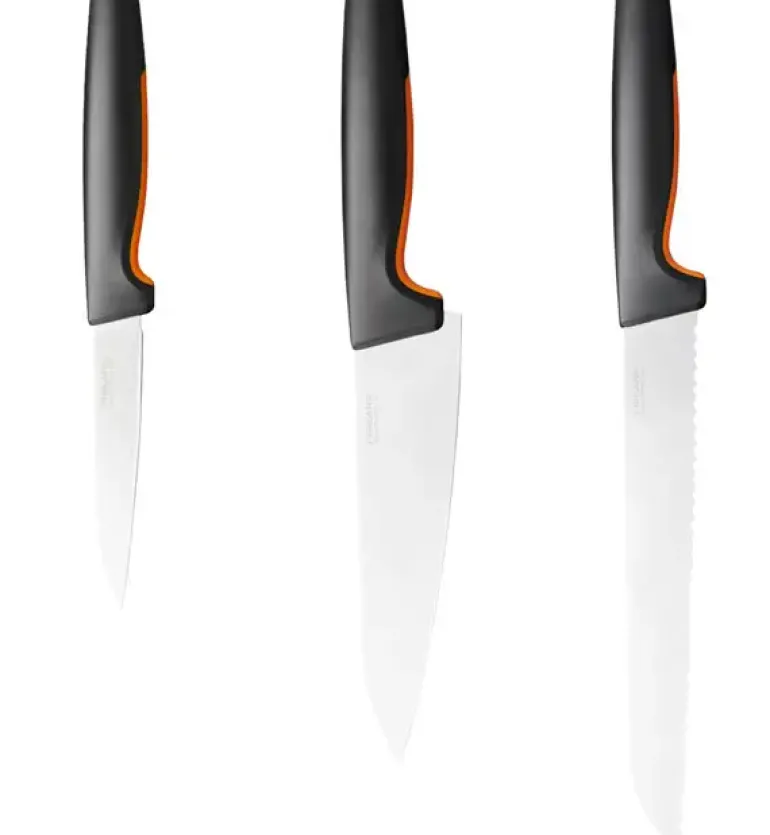 FISKARS FUNCTIONAL FORM 1057559+1057561 Komplet 6 noży kuchennych (3+3) w pudełkach + ostrzałka ESSENTIAL