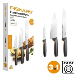 FISKARS FUNCTIONAL FORM 1057559+1057561 Komplet 6 noży kuchennych (3+3) w pudełkach / stal nierdzewna
