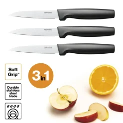FISKARS FUNCTIONAL FORM 1057563 Komplet 3 noży do obierania w pudełku / stal nierdzewna