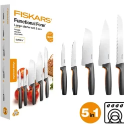 FISKARS FUNCTIONAL FORM 1057558 Komplet 5 noży kuchennych STARTER SET w pudełku / stal nierdzewna