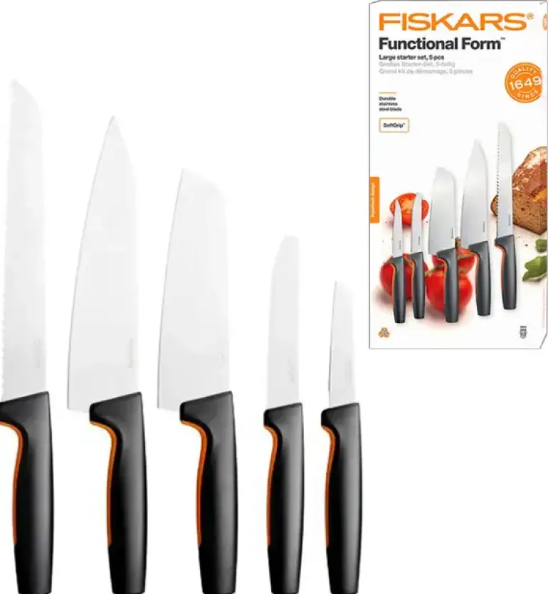 FISKARS FUNCTIONAL FORM 1057558 Komplet 5 noży kuchennych STARTER SET w pudełku / stal nierdzewna
