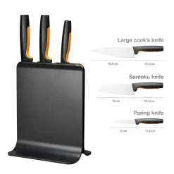 FISKARS FUNCTIONAL FORM 1057555 Komplet 3 noży w bloku czarnym + ostrzałka Fiskars Edge