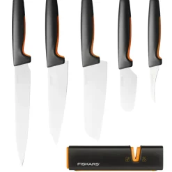 FISKARS FUNCTIONAL FORM Komplet 5 noży kuchennych luzem + Ostrzałka EDGE