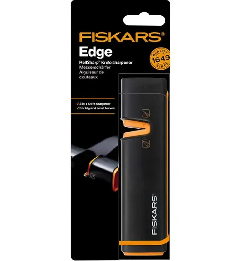 FISKARS FUNCTIONAL FORM Komplet 5 noży kuchennych w bloku drewnianym + Ostrzałka Edge