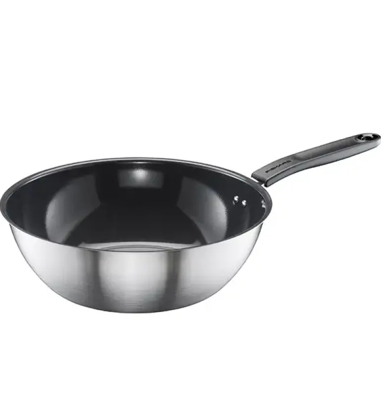 FISKARS FUNCTIONAL FORM Komplet patelni 20, 24, 28 cm + pokrywki silikonowe TADAR + Wok / powłoka Ceratec™