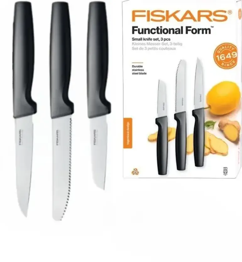 FISKARS FUNCTIONAL FORM 1057561 Komplet 3 małych noży kuchennych w pudełku / stal nierdzewna