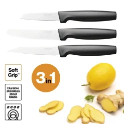 FISKARS FUNCTIONAL FORM 1057561 Komplet 3 małych noży kuchennych w pudełku / stal nierdzewna
