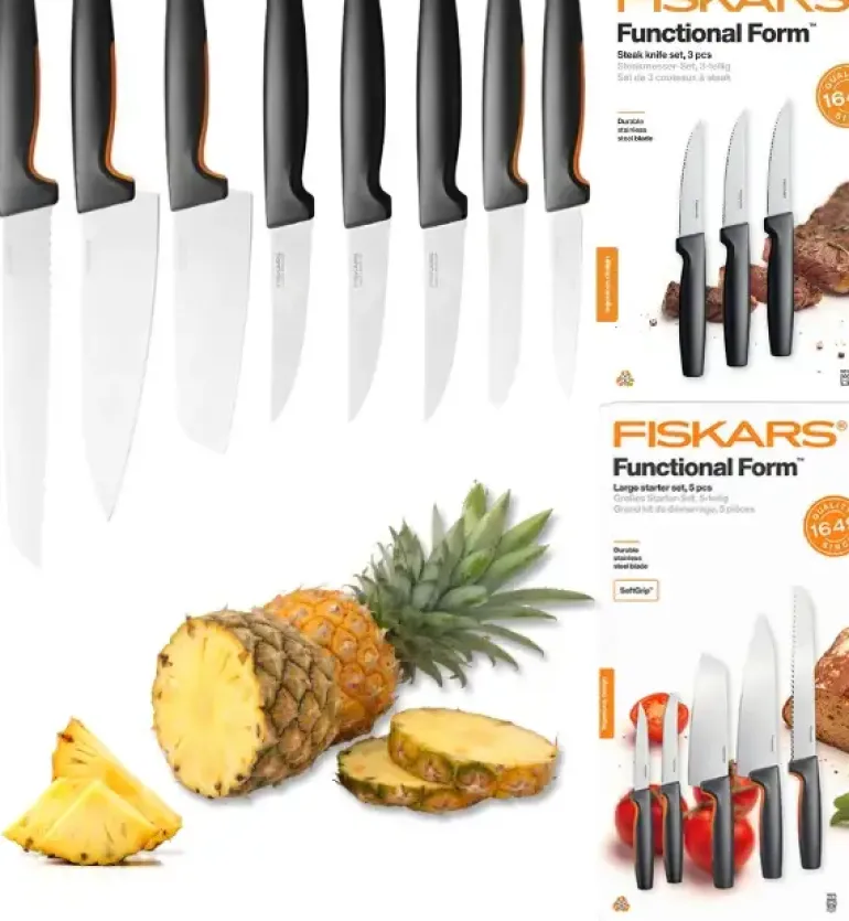 FISKARS FUNCTIONAL FORM 1057558+1057564 Komplet 8 noży (5+3) w pudełkach / stal nierdzewna