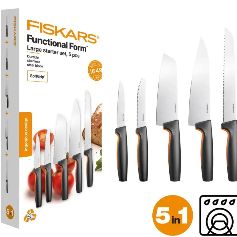FISKARS FUNCTIONAL FORM 1057558+1057564 Komplet 8 noży (5+3) w pudełkach / stal nierdzewna