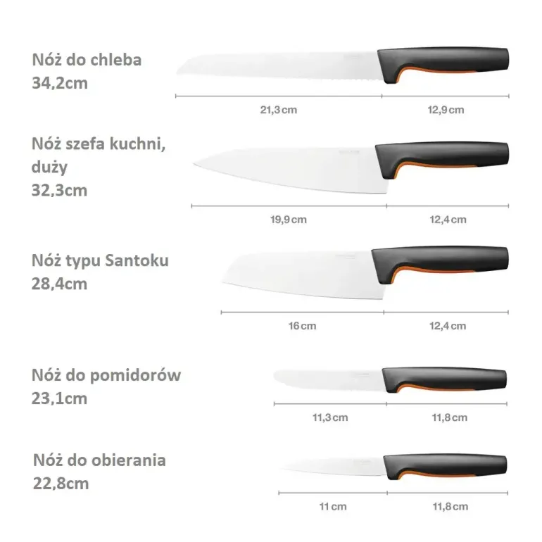 FISKARS FUNCTIONAL FORM 1057558+1057564 Komplet 8 noży (5+3) w pudełkach / stal nierdzewna