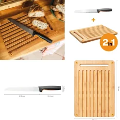FISKARS FUNCTIONAL FORM 1057551 Komplet Deska do krojenia 35 x 25 cm + Nóż do chleba 21 cm