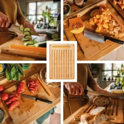 FISKARS FUNCTIONAL FORM Zestaw 2 desek do krojenia + nakładka 35x25 cm / bambus + tworzywo