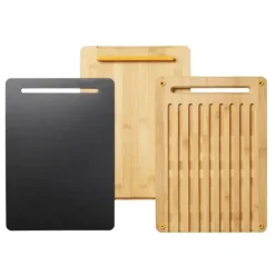 FISKARS FUNCTIONAL FORM Zestaw 2 desek do krojenia + nakładka 35x25 cm / bambus + tworzywo