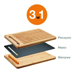 FISKARS FUNCTIONAL FORM Zestaw 2 desek do krojenia + nakładka 35x25 cm / bambus + tworzywo