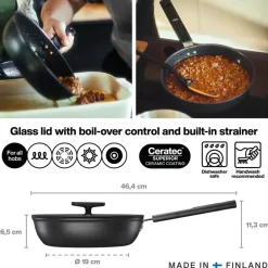 FISKARS HARD FACE Patelnia 24 cm z pokrywką / powłoka Ceratec™ Superior