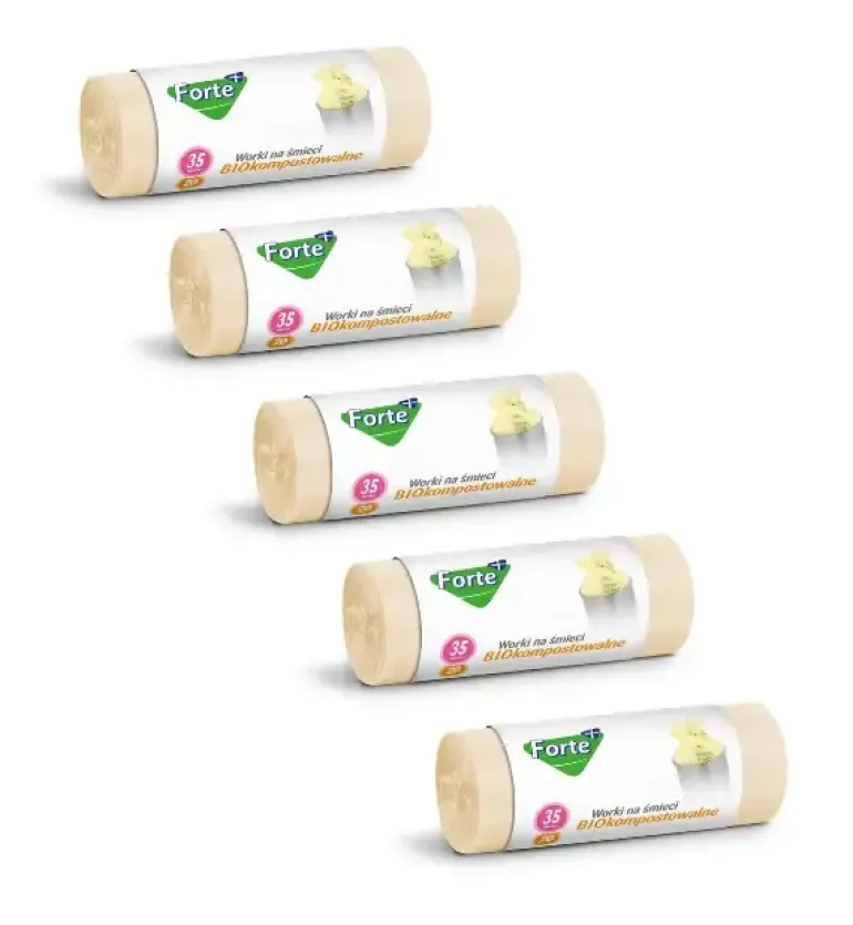 FORTE+ Komplet 5x Worki na śmieci 35 L / 20 szt. / BIOkompostowalne