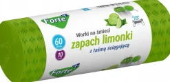 FORTE+ Komplet 10x Worki na śmieci 60 L | 10 szt.+ 10x Worki na śmieci 60 L | 10 szt. (zapach limonka) / LDPE / z taśmą i przetłoczeniami