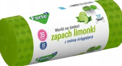 FORTE+ Worki na śmieci 35 L / 15 szt. / LDPE / z taśmą / moletowane (z przetłoczeniami) / zapach limonka