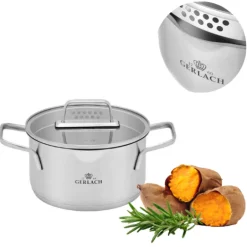 GERLACH AMBIENTE GARNEK 2,0 L Z POKRYWKĄ 18 cm / stal nierdzewna