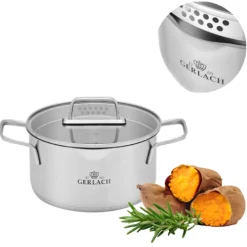 GERLACH AMBIENTE GARNEK 2,5 L Z POKRYWKĄ 20 cm / stal nierdzewna