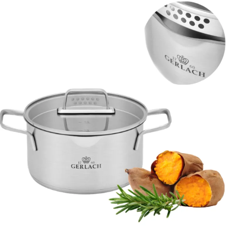 GERLACH AMBIENTE GARNEK 2,5 L Z POKRYWKĄ 20 cm / stal nierdzewna