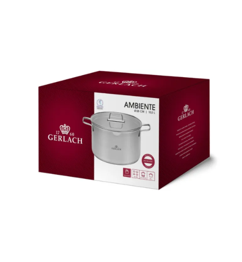 GERLACH AMBIENTE Garnek 10 l z pokrywką 28 cm / stal nierdzewna