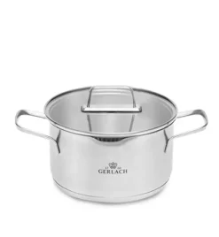 GERLACH AMBIENTE Komplet Garnki z pokrywkami 10 el + Patelnie Harmony Classic 20, 28 cm z pokrywkami / stal nierdzewna / indukcja