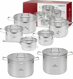 GERLACH AMBIENTE Komplet Garnki z pokrywkami 10 el + Garnki Ambiente 7 l i 10 l / stal nierdzewna