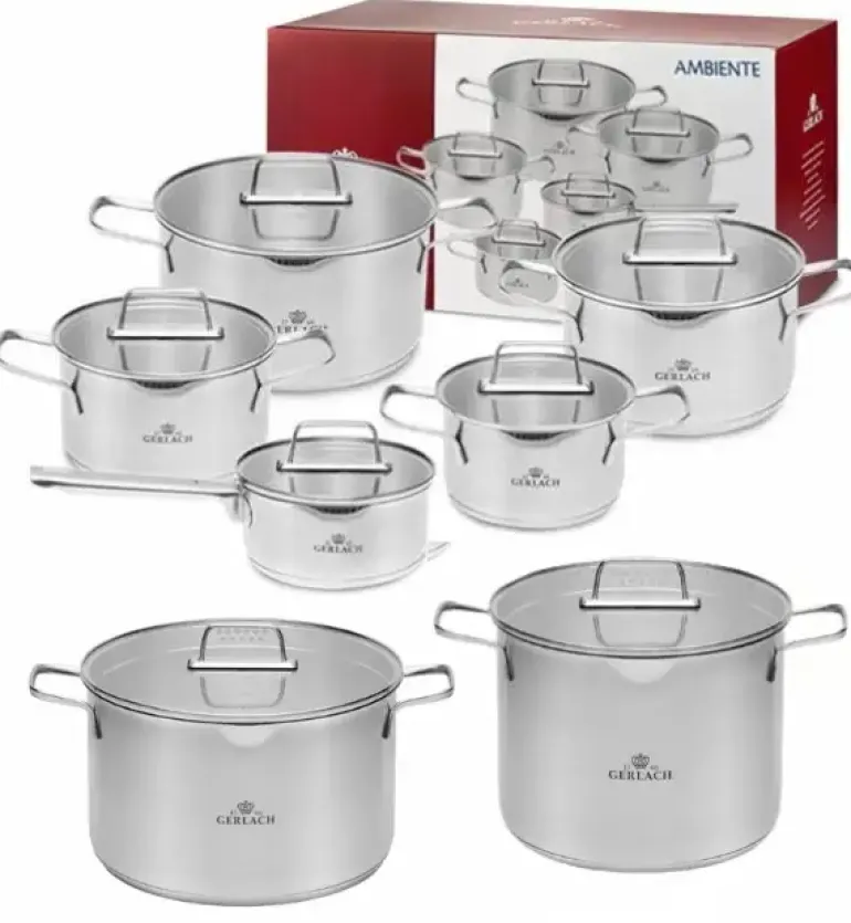 GERLACH AMBIENTE Komplet Garnki z pokrywkami 10 el + Garnki Ambiente 7 l i 10 l / stal nierdzewna