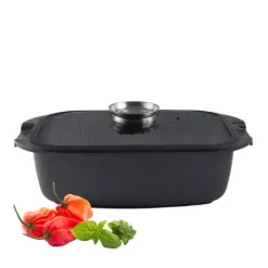 GERLACH AMBIENTE Komplet Garnki z pokrywkami 10 el + Garnki Ambiente 7 l i 10 l + Brytfanna Granitex / stal nierdzewna