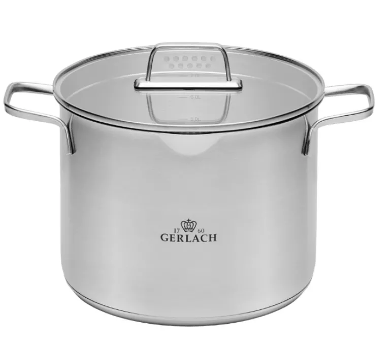 GERLACH AMBIENTE Komplet Garnki z pokrywkami 10 el + Garnki Ambiente 7 l i 10 l + Brytfanna Granitex / stal nierdzewna