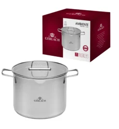GERLACH AMBIENTE Komplet Garnki z pokrywkami 10 el + Garnki Ambiente 7 l i 10 l + Brytfanna Granitex / stal nierdzewna