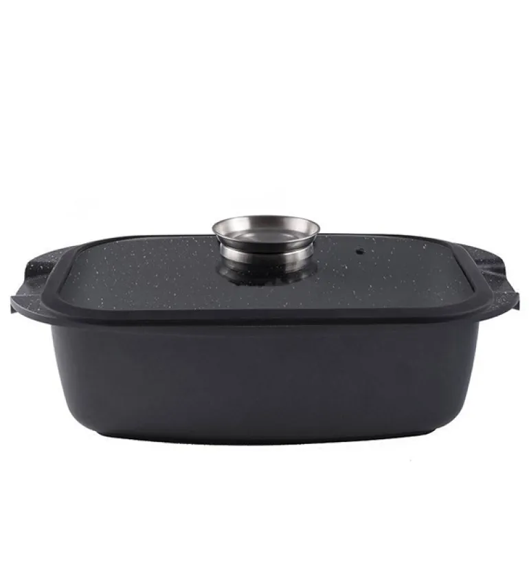 GERLACH AMBIENTE Komplet Garnki z pokrywkami 10 el + Brytfanna Granitex 32 cm / stal nierdzewna / indukcja