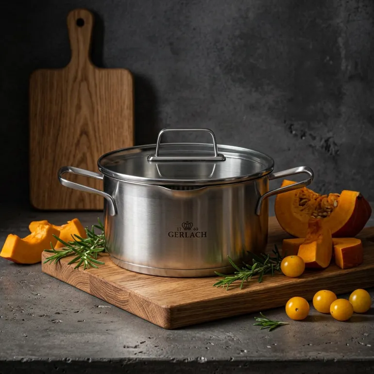 GERLACH AMBIENTE Komplet garnek 2,5 l + rondel 1,5 l z pokrywkami / stal nierdzewna