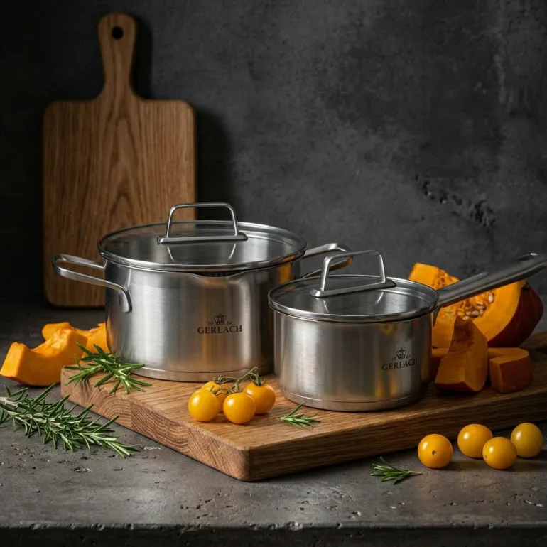 GERLACH AMBIENTE Komplet garnek 2,5 l + rondel 1,5 l z pokrywkami / stal nierdzewna