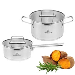 GERLACH AMBIENTE Komplet garnek 2,5 l + rondel 1,5 l z pokrywkami / stal nierdzewna